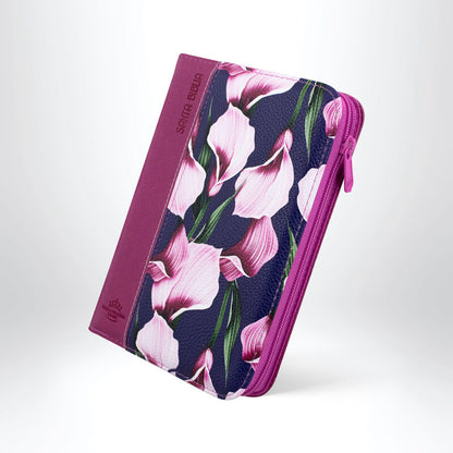 Bliblia, Flores Magenta, Canto Plateado, Con Cierre, Rvr1960