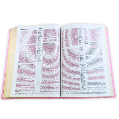 Biblia Referencia En Columna/ Rosa Sin Cierre/ L.G Con Filament, NTV