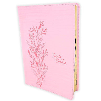 Biblia de Referencia NTV, sentipiel rosa con índice