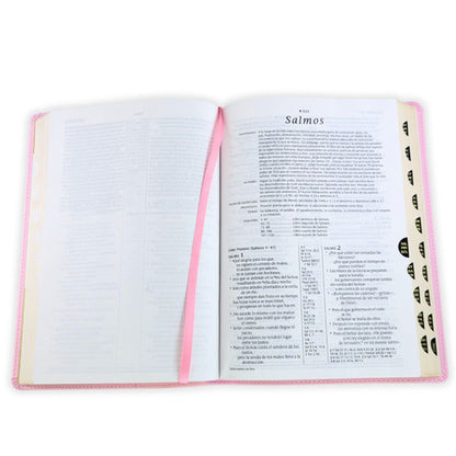 Biblia de Referencia NTV, sentipiel rosa con índice