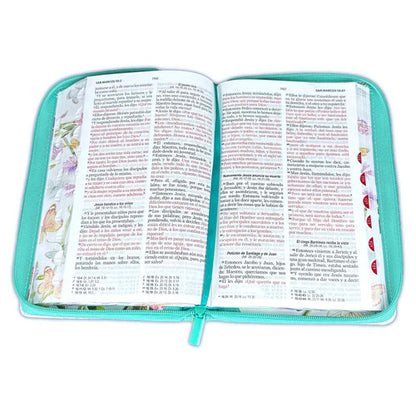 Biblia Con Cierre Letra Grande Rvr1960 Imit. Piel Floral-Mar