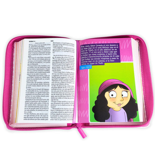 Biblia RVR60 045cz Mi Gran Viaje Rosa/Rayas con asa