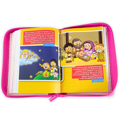 Biblia RVR60 045cz Mi Gran Viaje Rosa/Rayas con asa