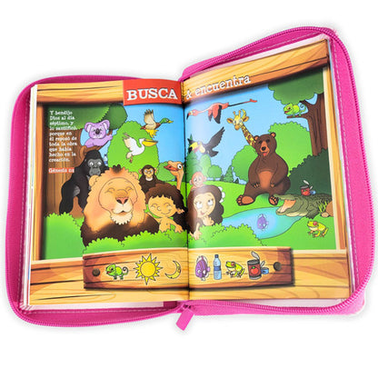 Biblia RVR60 045cz Mi Gran Viaje Rosa/Rayas con asa