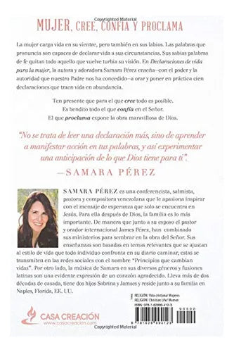 Libro Declaraciones De Vida Para La Mujer  Samara Perez
