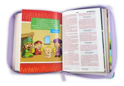 Biblia RVR60 025cz Mi Gran Viaje Lila/Blanco Con asa