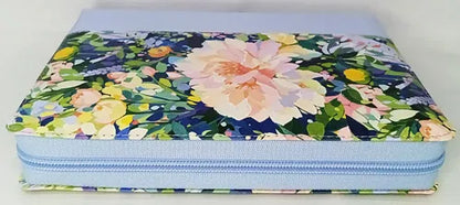 Biblia para Mujer Letra Gigante Manual 14 puntos, Imitacion piel celeste floral con indice, RVR1960