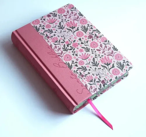 Biblia de Apuntes, (Piel Imitación), Tapa dura, Rosada con Flores, RVR1960
