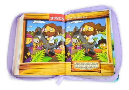 Biblia RVR60 025cz Mi Gran Viaje Lila/Blanco Con asa