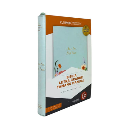 Biblia RVR1960 letra grande tamaño manual, menta