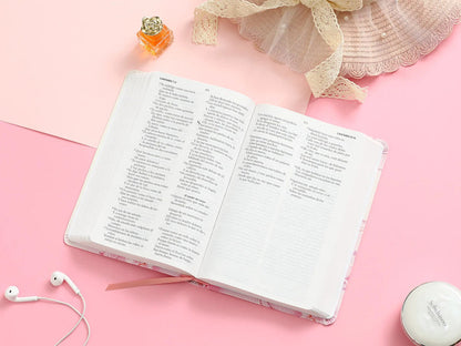 Biblia Letra Grande 12.5 puntos Tamaño Manual Tapa RVR1960 Flex Flores Rosas