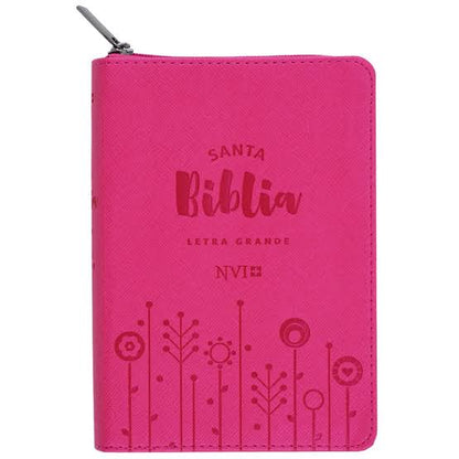 Biblia Letra Grande, Fucsia Con Cierre Tamaño Mediano - Nvi