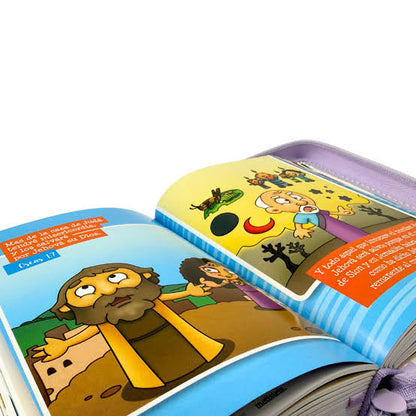 Biblia RVR60 025cz Mi Gran Viaje Lila/Blanco Con asa