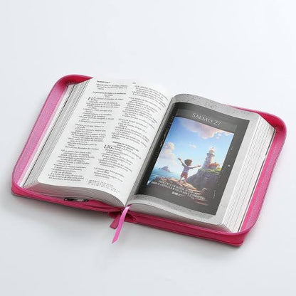 Biblia Rvr60 065 Héroes Imitación Piel Rosa/Rosa Con Cierre