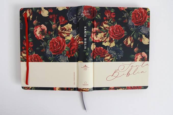 Biblia, Biblia De Apuntes, Tapa Dura, Azul Oscuro Con Flores, RVR1960