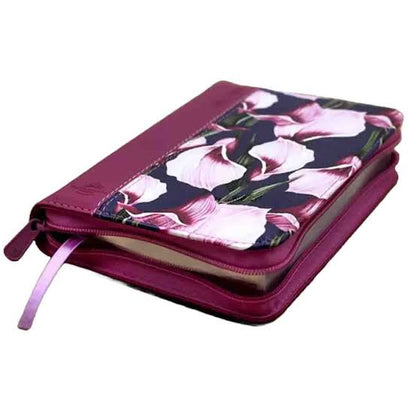 Bliblia, Flores Magenta, Canto Plateado, Con Cierre, Rvr1960