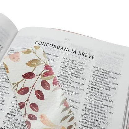 Biblia Letra Grande. Piel Rosada Con Flores, Tamaño Manual, RVR1960