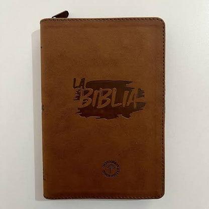 Biblia, Color Cafe, Canto Plateado, Simil Piel, Letra Grande, Tla