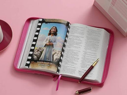 Biblia Rvr60 065 Héroes Imitación Piel Rosa/Rosa Con Cierre