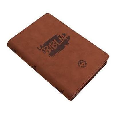 Biblia, Color Cafe, Canto Plateado, Simil Piel, Letra Grande, Tla
