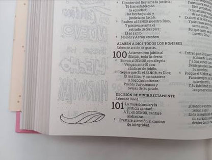 Biblia, Edición Artística Ilustrada, Tapa dura/tela, Rosado, Palabras de Jesús en Rojo, Comfort Print, NBLA