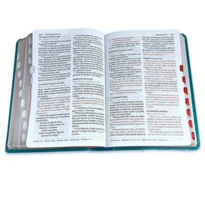 Biblia Letra Grande con índice, Tamaño Manual, Floreada, Símil Piel, RVR1960