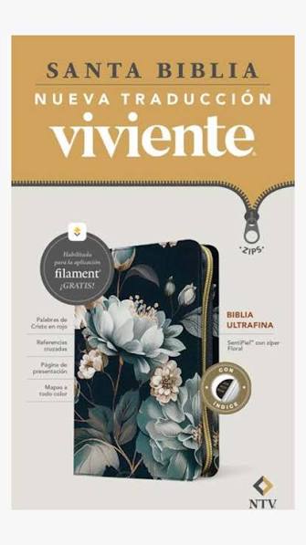 Biblia Zíper Ultrafina Con Filament, Floral, Ntv