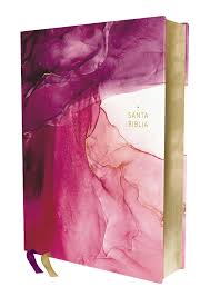 Biblia, Edición Artística Ilustrada, Tapa dura/tela, Rosado, Palabras de Jesús en Rojo, Comfort Print, NBLA