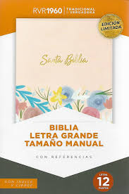 Biblia Manual L.G, Beige Flores, Cierre Indice, RVR60