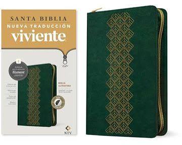 Biblia Zíper Ultrafina Con Filament, Verde Esmeralda, Ntv