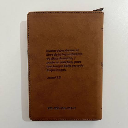 Biblia, Color Cafe, Canto Plateado, Simil Piel, Letra Grande, Tla