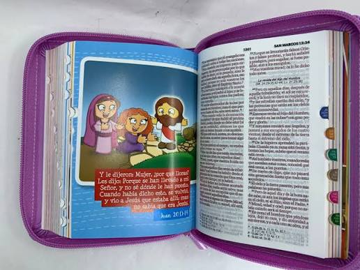 Biblia RVR60 025cz Mi Gran Viaje Lila/Blanco Con asa