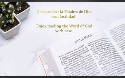 Biblia Letra Grande con índice, Tamaño Manual, Floreada, Símil Piel, RVR1960