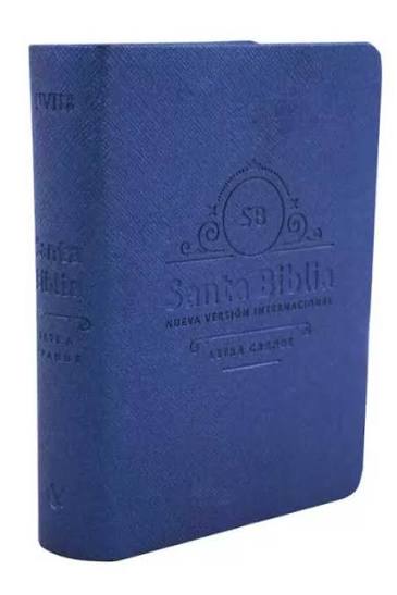Santa Biblia De Bolsillo, Letra Grande, Azul Metalizado, Nvi