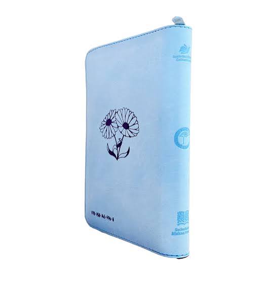 Biblia, Mujer Ejemplar, Color Azul, Letra Grande, Canto Plateado, Con Cierre, Tla