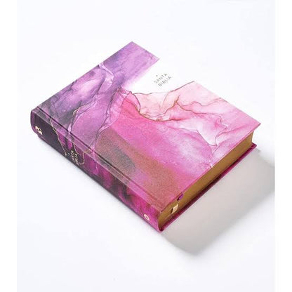 Biblia, Edición Artística Ilustrada, Tapa dura/tela, Rosado, Palabras de Jesús en Rojo, Comfort Print, NBLA
