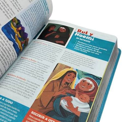 Biblia Go Para Niños Ntv Sentipiel, Verde Azulado
