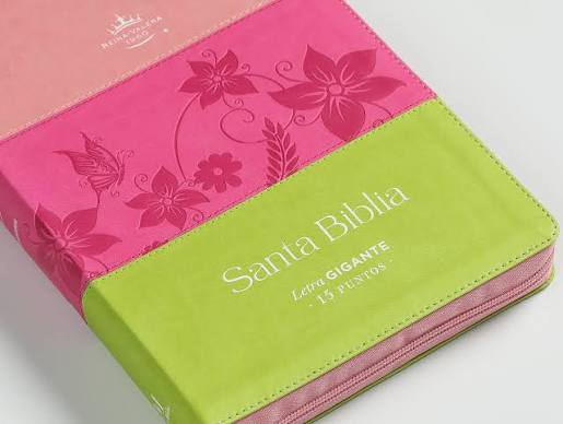Biblia para Mujeres, con Índice y Cierre, Letra Gigante 15 puntos, Senti Piel, Floral Rosa, Fucsia, Verde, RVR 1960