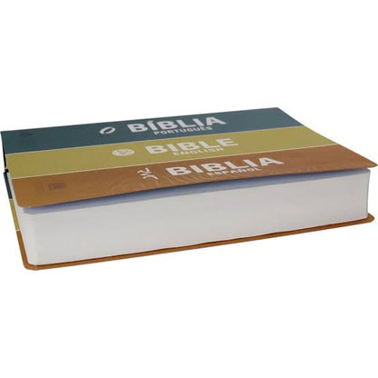 Biblia, Trilingue, Port, Ing, Esp, Tapa Tricolor, Rvc1981