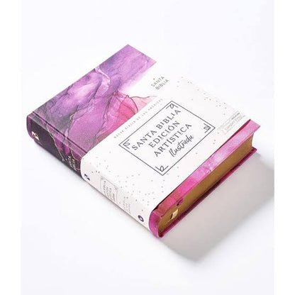 Biblia, Edición Artística Ilustrada, Tapa dura/tela, Rosado, Palabras de Jesús en Rojo, Comfort Print, NBLA