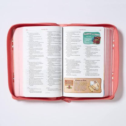 Biblia Aventura, Interior a Color, Leathersoft, Coral, con Cierre, Comfort Print, NBLA