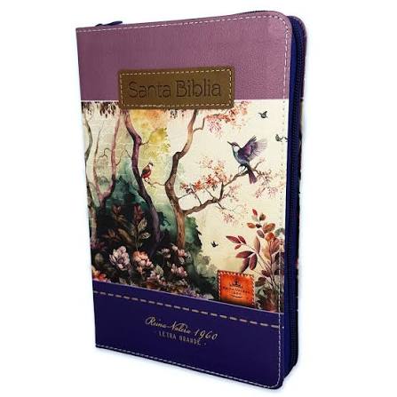 Biblia para Mujeres Bosque Floral, Letra Grande, 12 puntos, Con índice y Cierre, Senti Piel Lila, RVR 1960