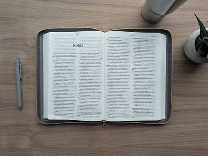 Biblia Ultrafina Ntv Letra Grande De Zíper Con Filament Sentipiel Gris