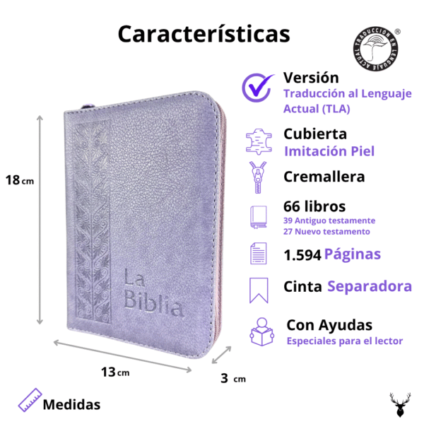 Biblia Flexible Lila Plateada Con Cierre - Tla