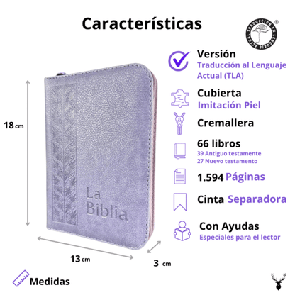 Biblia Flexible Lila Plateada Con Cierre - Tla